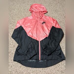 Nike Women's Two-Tone Pink and Black Rain Jacket